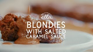 Vegan Blondies with Salted Caramel Sauce  Deliciously Ella [upl. by Deborath949]