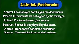 Active And Passive VoicePresent Simple Negative SentencesActive into Passive Voice [upl. by Eihctir]