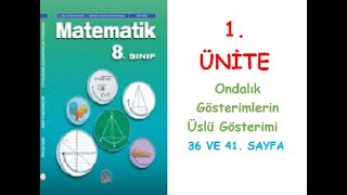 8 SINIF MATEMATİK DERS KİTABI ADA MATBAACILIK YAYINLARI 1 ÜNİTE ÜSLÜ İFADELER 36 VE 41 SAYFA [upl. by Arhez]