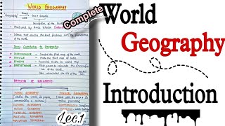 World Geography Introduction  Handwritten Notes  Lec1  An Aspirant [upl. by Halland14]