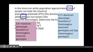 612 Patterns of inheritance PART 1 f The use of the Hardy–Weinberg principle [upl. by Roydd]