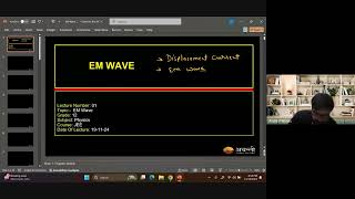 Electromagnetic Waves L1  12th JEE Physics  19th Nov 2024 [upl. by Ardnazil]