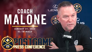 Coach Malone Full Post Game Press Conference vs Thunder 🎙 [upl. by Samau]