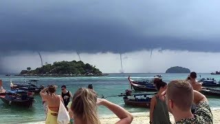 Quadruple Waterspout On Thai Island [upl. by Gilford]