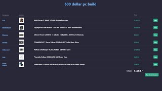 600  700 USD PCPartPicker list [upl. by Adnilab]