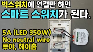 LED 350W 5A 벽스위치 스마트 모듈 설치 방법 1구 모듈을 2구 스위치에 연결 [upl. by Seigler]