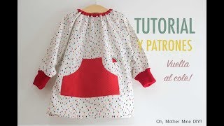 DIY La vuelta al cole baby mandilon o bata para guardería patrones incluidos [upl. by Silohcin]