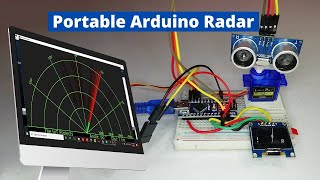 Portable Arduino Radar using Ultrasonic sensor Servo motor and OLED Display [upl. by Earl]