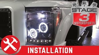 20112015 F250 F350 Super Duty Recon Smoked Projector Headlights Install [upl. by Nwahsyt]