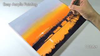 How to draw a beautiful sunset gradationEasy Acrylic painting118Art [upl. by Kobylak]