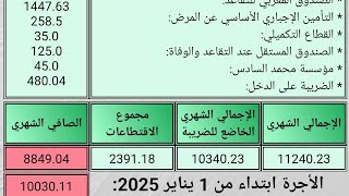 معرفة قيمة التخفيض الضريبي بالضبط و كذا الأجرة المقبلة ابتداء من 1 يناير 2025 ،حساب الاجرة الصافية [upl. by Tyler597]