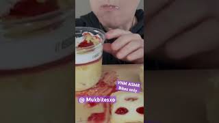 VNM ASMR strawberry shortcake ice cream sandwich pudding cake pastry Mukbang bites only shorts fyp [upl. by Nivla939]