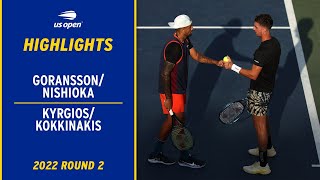 GoranssonNishioka vs KokkinakisKyrgios Highlights  2022 US Open Round 2 [upl. by Ferwerda]