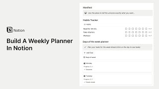 How to build a weekly planner in notion [upl. by Auot952]