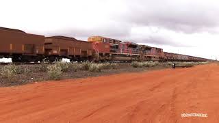 BHP Billiton Iron Ore Train 7300m [upl. by Anaihsat289]