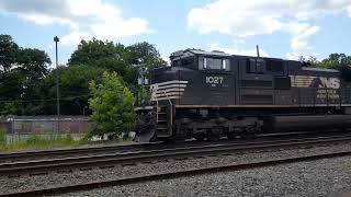 NS 1027 leads a mixed freight train in Wernersville PA 30A [upl. by Robinia]