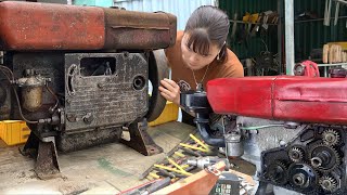 Repair Restoration 15 hp Diesel Engine Produced In 1980 Restoration Restart The Scrapped Engine [upl. by Navonoj]