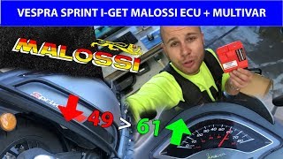 VESPA SPRINT BROMFIETS IGET MALOSSI ECU  MULTIVAR  VOL GAS MET JOEY [upl. by Ritter408]