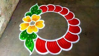 New year freehand rangoli designs2024 new year beautiful rangoli new year muggulu Amazingrangoli [upl. by Lothair]