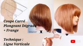 2  Tutoriel  Coupe carré plongeant dégradé  frange  🇫🇷 [upl. by Frankhouse480]