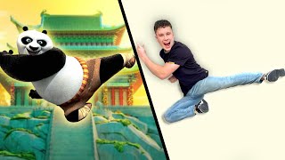 Trying Kung Fu Panda stunts in REAL LIFE [upl. by Akanke]