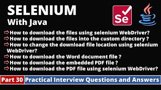 Part30Selenium with Java Tutorial  Practical Interview Questions and Answers [upl. by Trinatte]