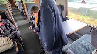 Oswestry Hertiage Railway Clive teaching Daniel to clip the passengers tickets [upl. by Idnam]