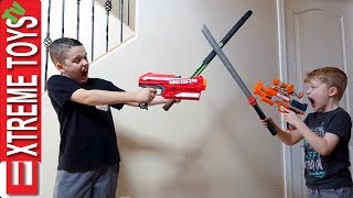 Ethan Vs Cole Nerf Blasters and Nerf Sword Attack [upl. by Airetnahs]