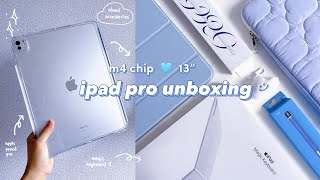 new✨ m4 iPad Pro 13” unboxing 🩵 apple pencil pro magic keyboard  accessories [upl. by Goddard]