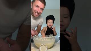 Baby Cooking Pancakes for the First Time [upl. by Elleira]