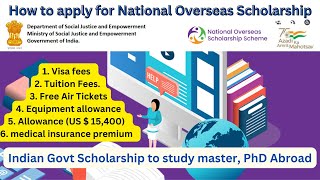 Indian Govt Scholarship to study master PhD Abroad  How to apply for National Overseas Scholarship [upl. by Gunn]