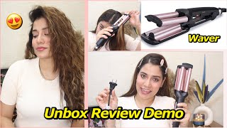 AMAZON Vega Hair Waver  Unboxing Review Demo😍  Tried HAIR WAVER for FIRST Time😇 Sejal [upl. by Adian]