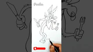 Drawing Wile E Coyote from Looney tunes  Road Runner cartoon characters wileecoyote drawing [upl. by Nylirac121]