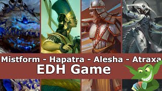 Mistform vs Hapatra vs Alesha vs Atraxa EDH  CMDR game play for Magic The Gathering [upl. by Lorelei516]