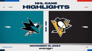 NHL Highlights  Sharks vs Penguins  November 16 2024 [upl. by Amik]