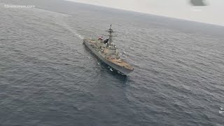 US Navy warships targeted by Houthi rebels in Red Sea [upl. by Crescentia]