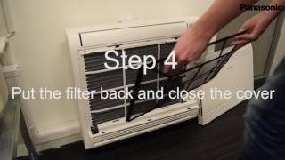 EN – How to Clean Air Filter for Panasonics Floor Model [upl. by Atiekahs]