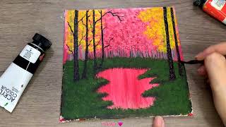 A Cold Autumn Forest Painting  Acrylic Painting for Beginners [upl. by Merras]