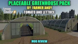 Farming Simulator 19  Placeable Greenhouse Pack v10 Mod Review [upl. by Noruq]