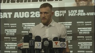 Mayweather vs McGregor Conor McGregor Media Day Scrum [upl. by Luckin]