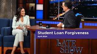 On Student Loan Forgiveness with Stephen Colbert  Alexandria OcasioCortez [upl. by Isolt]