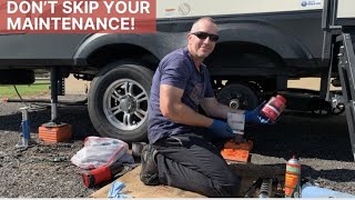 How To Repack The Bearings On Your 5th Wheel  Grand Design 5th Wheel Bearing Maintenance [upl. by Sada]