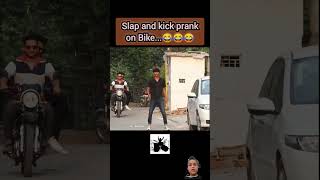 Wait for end kick and slap and run prank on bike [upl. by Mensch]