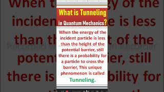 Tunnel effect in Quantum Mechanics utube shorts [upl. by Eiramenna]