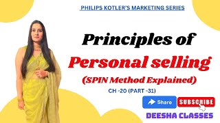 CH 20  PART 31  PRINCIPLES OF PERSONAL SELLING  SPIN METHOD  IBPS SO UGC NET HTET COMMERCE [upl. by Komarek]