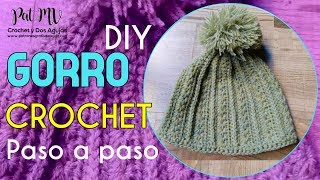 GORRO CON POMPON TEJIDO A CROCHET 💖  Tutorial en español [upl. by Akiemaj]