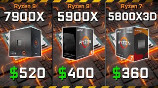 Ryzen 9 7900X vs Ryzen 9 5900X vs Ryzen 7 5800X3D  Which CPU should you buy in 2023 [upl. by Haroppizt318]