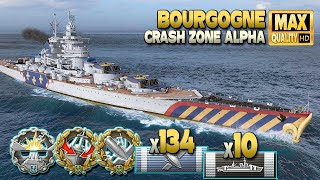 Battleship Bourgogne MVP on map Crash Zone Alpha  World of Warships [upl. by Bores]