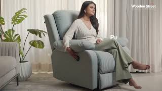 Arvana Suede Fabric 1 Seater Rocking Revolving Motorized Recliner Grey [upl. by Dorrej556]