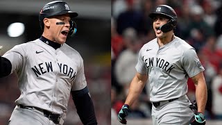 Aaron Judge and Giancarlo Stanton go BACKTOBACK off Emmanuel Clase to TAKE THE LEAD in ALCS Game 3 [upl. by Jermain]